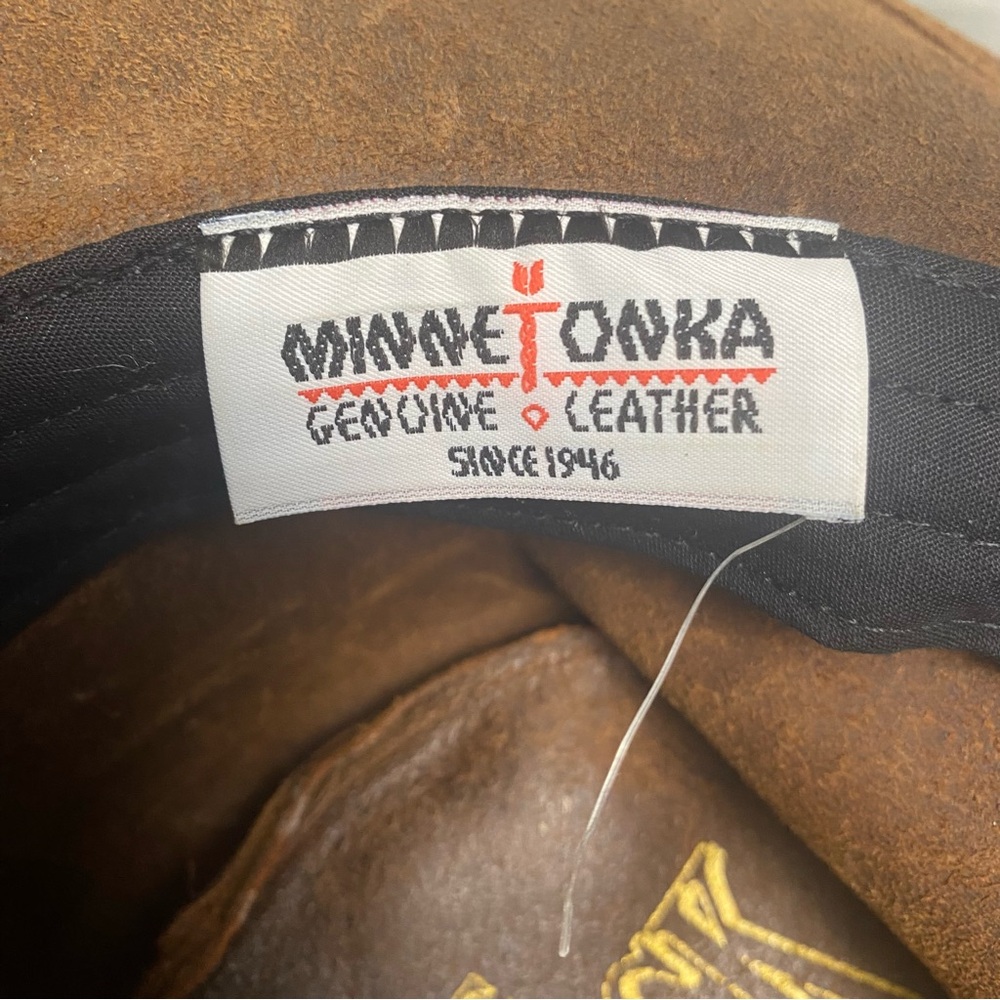 Minnetonka brown oiled leather outback hat boho western indie unisex XL - Picture 10 of 10
